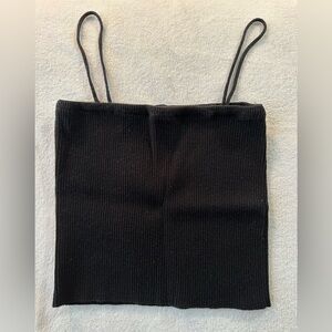 Brandy Melville Black Ribbed Spaghetti Strap Top